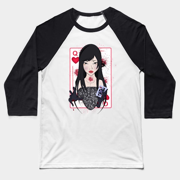 Queen of Hearts Baseball T-Shirt by marko0z